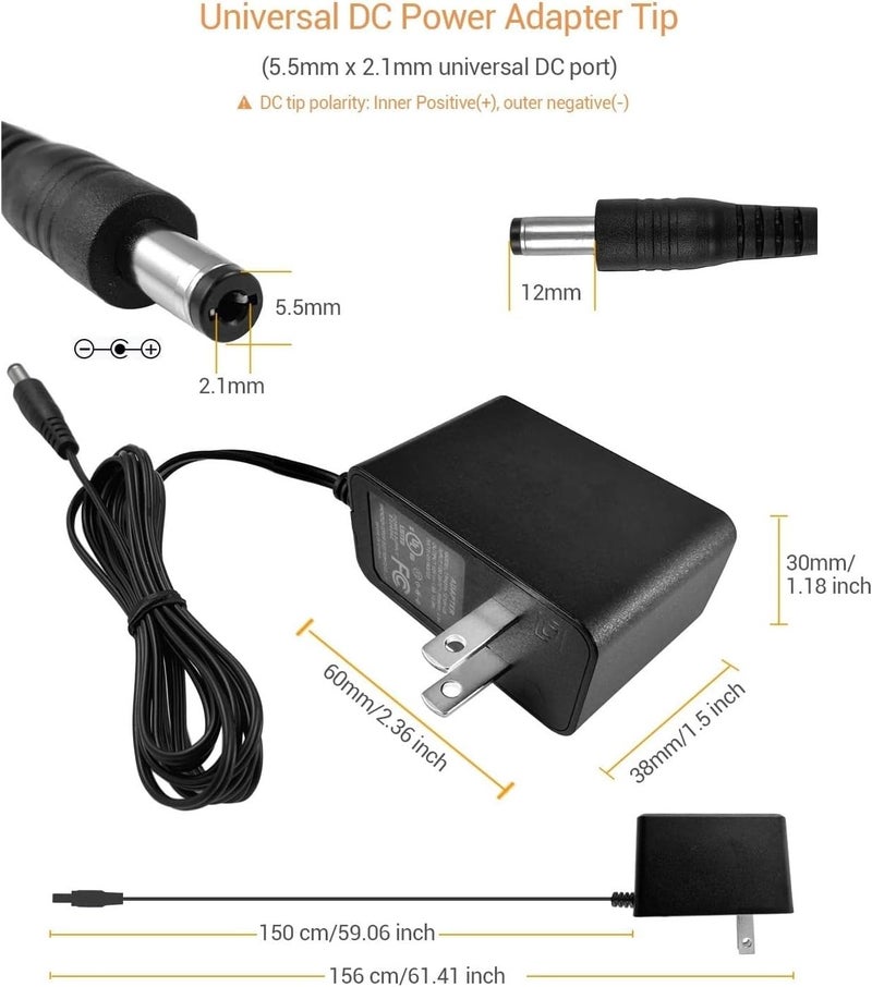 TIGERSECU UL Certified Security Camera AC/DC Power Adapter, 12V 1A 100V-240V 2.1x5.5mm Power Supply, Compatible with Lorex, Night Owl, Swann, ZOSI, Reolink, Annke IP and BNC Cameras (2-Pack) - Image 4